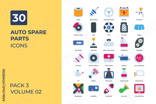 auto spare parts icons collection.