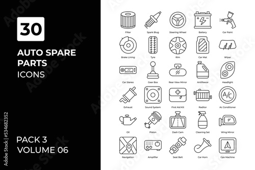 auto spare parts icons collection.
