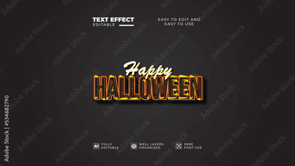 Fototapeta premium Happy halloween style text effect editable