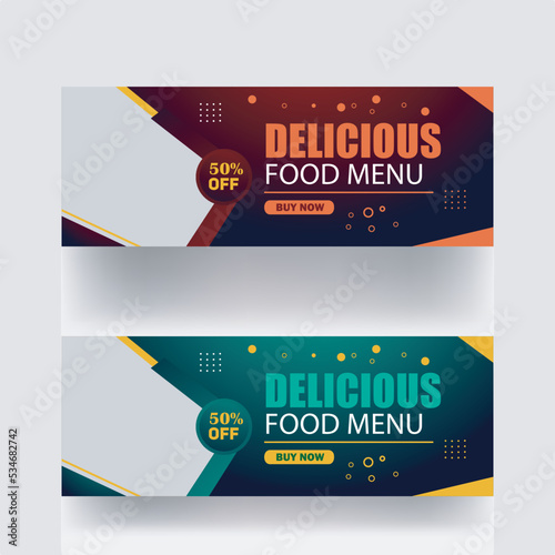 food menu delicious restaurant banner cover social media post design burger social media banner promotion template 