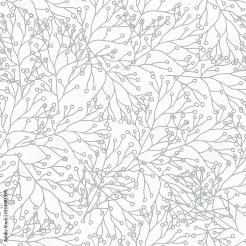 Vector seamless leaves pattern. Pastel grey and white background. Trendy floral design for fashion textile print. Nature organic illustration.