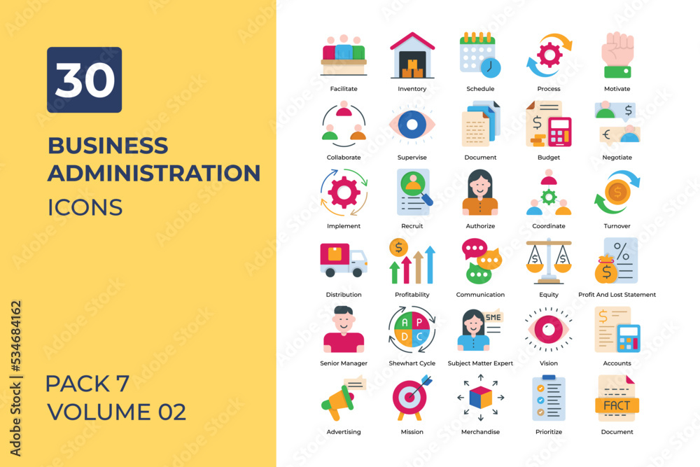 business administration icons collection. business administration icons collection.