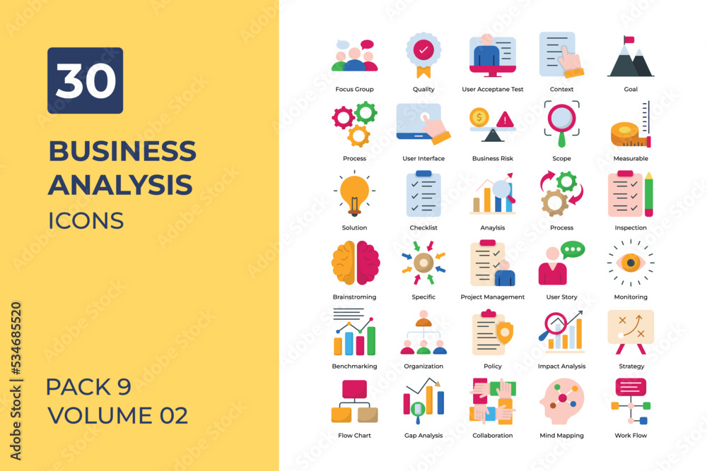 business analysis icons collection. business analysis icons collection.