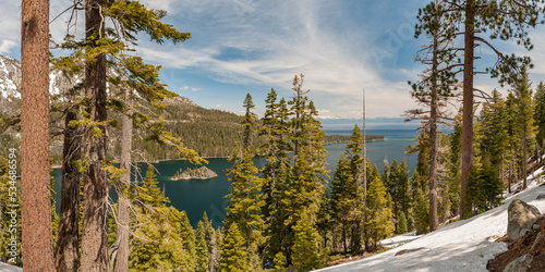 Panorama der Emerald Bay des Lake Tahoe mit Fannette Island in Kalifornien/Nevada USA