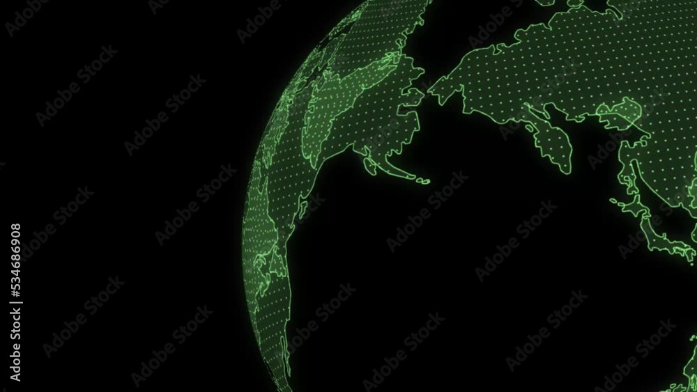 デジタル風緑色の回転する地球 デジタル風緑色の回転する地球