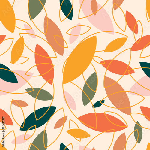 Wallpaper Mural Autumn leaf fall on a pink background. Seamless cute pattern with leaves or grains in different colors. Autumn colorful explosion. Vector. Torontodigital.ca