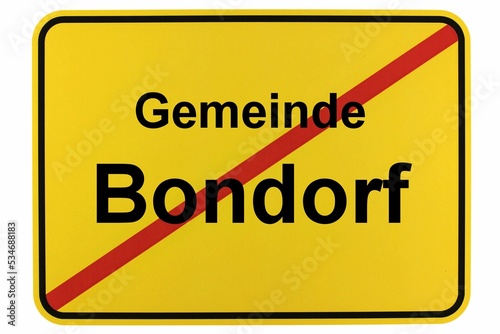 Illustration eines Ortsschildes der Gemeinde Bondorf in Baden-Württemberg photo