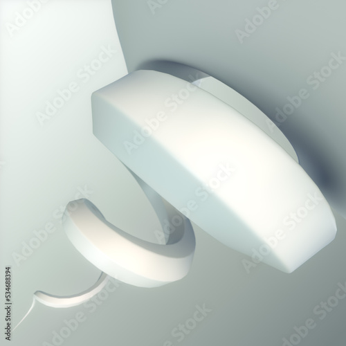 Digital illustration of white helix. Modern 3d rendering template. Optical illusion. Digital background