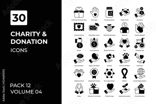 charity and donation icons collection.