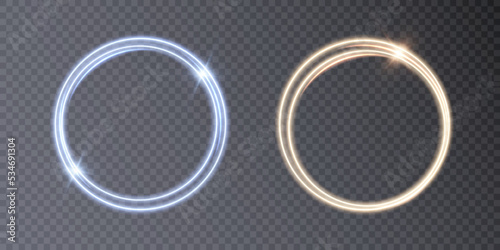 Glowing circle on a transparent background. Illuminated ring. Round frame for advertising design.