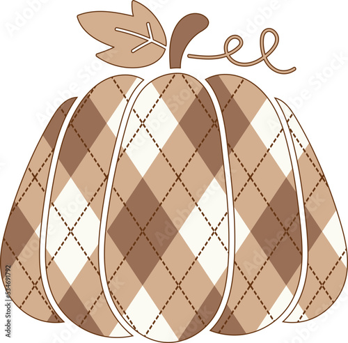 Brown Plaid Pattern Pumpkin Isolated