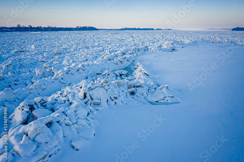 Ice jam on Vistula River, P...