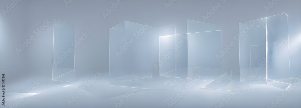 White Futuristic empty room. Empty space. Abstract background. Banner size White Futuristic empty room. Empty space. Abstract background. Banner size