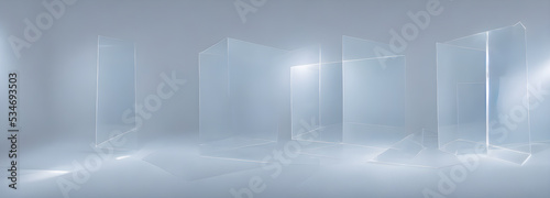 White Futuristic empty room. Empty space. Abstract background. Banner size