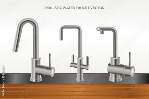 vector realistic water faucet illustration