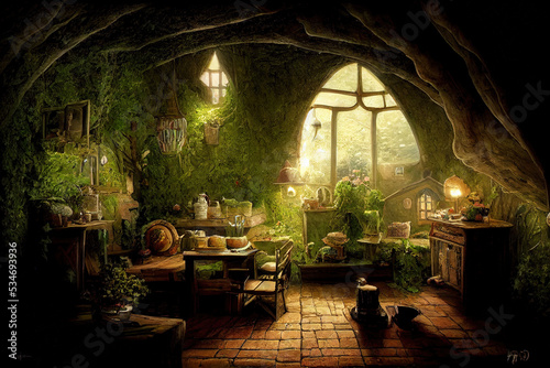 Light through window of fantasy fairy tale fantasy room