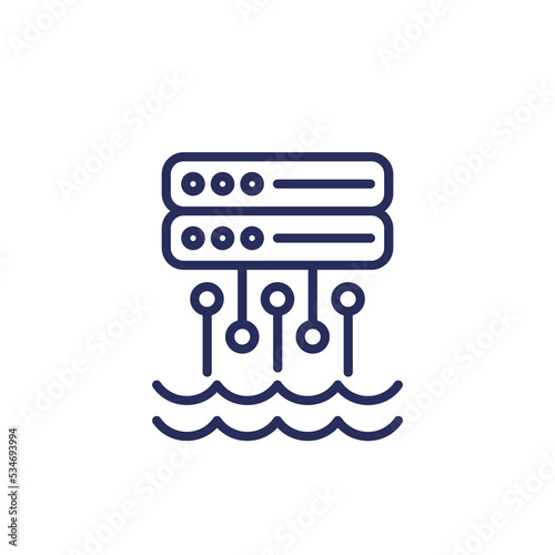 Data lake icon, storing raw data line vector