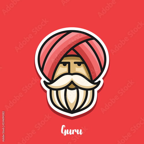 Iconic logo design featuring guru in cartoon style.