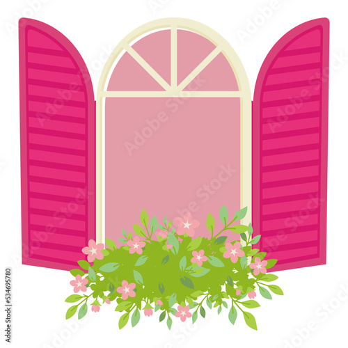 Wallpaper Mural pink open window with flowers illustration Torontodigital.ca
