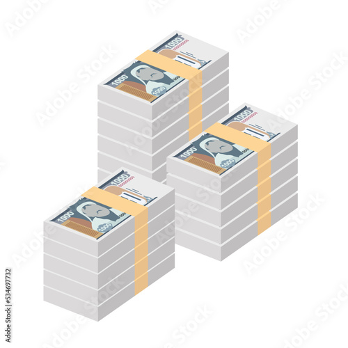 Mongolian Tugrik Vector Illustration. Mongolia money set bundle banknotes. Paper money 1000 MNT. Flat style. Isolated on white background. Simple minimal design.