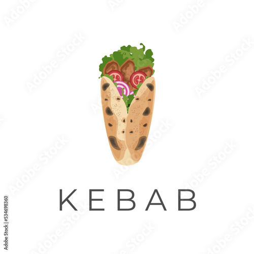Ready-to-eat delicious kebab vector illustration logo