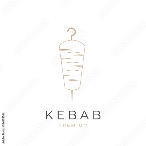 Kebab meat elegant line art illustration logo