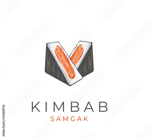 Kimbap samgak korean onigiri logo illustration vector