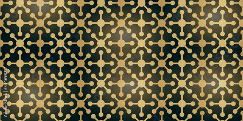Art deco seamless pattern. Golden ethnic ornament on black background. Luxury geometric nouveau wallpaper, elegant classic retro ornament. Vector golden abstract geometric royal pattern for textile, f © Alice