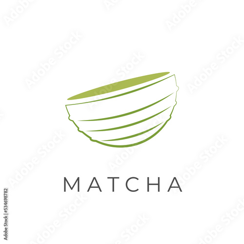 Simple matcha tea bowl illustration logo