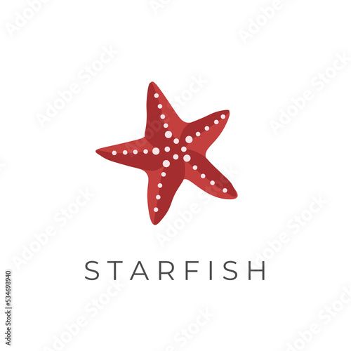 Elegant red starfish illustration logo