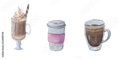 Wallpaper Mural Watercolor border of mugs on a white background. Torontodigital.ca