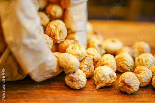 Studio photography of dried figs, a healthy nutritious food