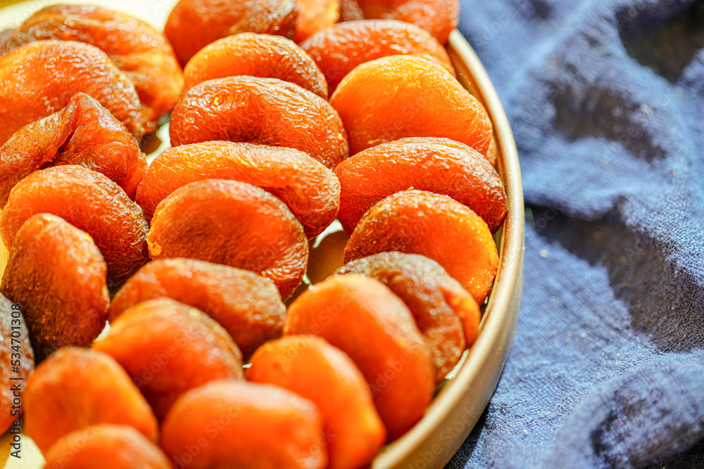 Studio shooting dried apricots, natural and healthy