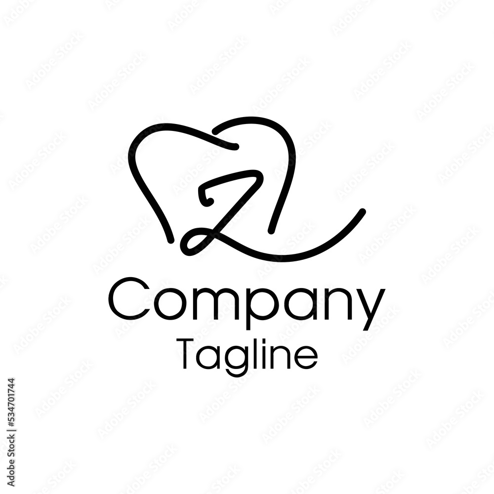 line art letter z dental logo design line art letter z dental logo design