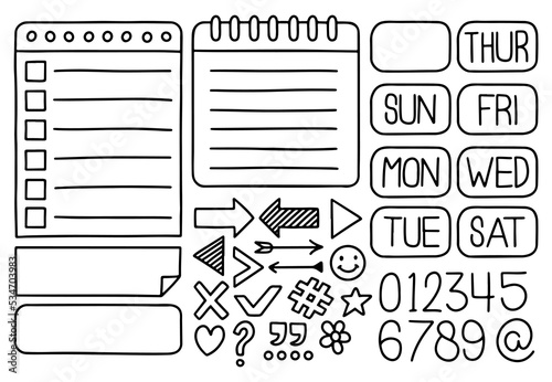 Weekly planner hand drawn template vector