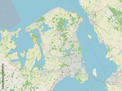 Hovedstaden  Denmark. OSM. No legend