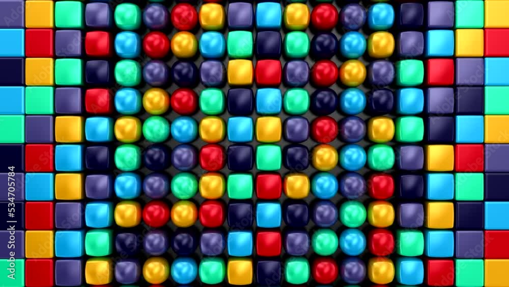 Cubes Transform Into Spheres and Form a Wave. Abstract motion, 3d rendering, 4k resolution
Cubes Transform Into Spheres and Form a Wave. Abstract motion, 3d rendering, 4k resolution