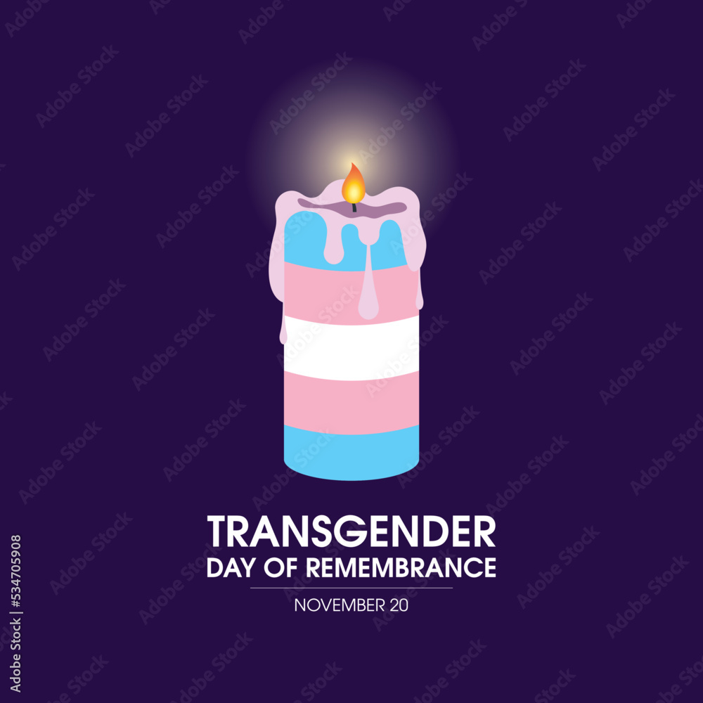 Transgender Day of Remembrance vector. Burning mourning candle with