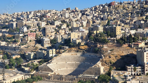 A panoramic view of the Roman Amphitheatre in Amman, Jordan