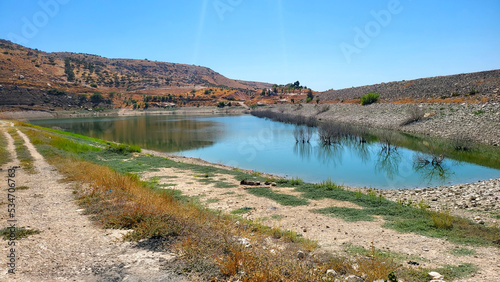 A water dam with a view in the south of Jordan