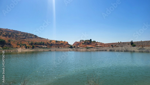A water dam with a view in the south of Jordan