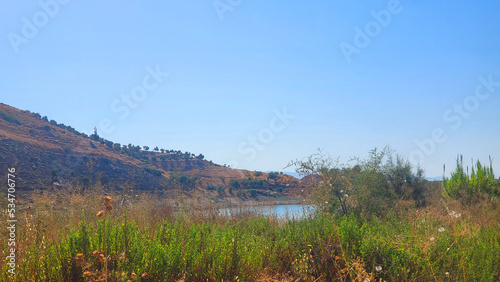 A water dam with a view in the south of Jordan