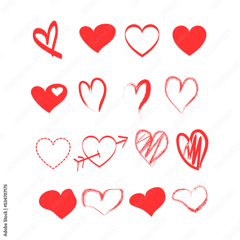 Hand drawn scribble heart collection. painted heart shaped elements for valentines day greeting card. red heart love doodle Hand drawn scribble heart collection. painted heart shaped elements for valentines day greeting card. red heart love doodle