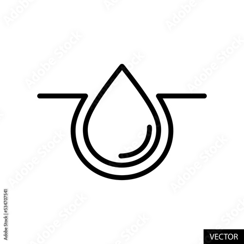 Moisturizing cream, Moisture, Skincare concept vector icon in line style design for website, app, UI, isolated on white background. Editable stroke. Vector illustration.