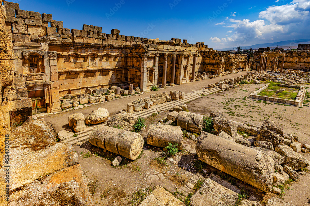 Lebanon. Baalbek (UNESCO World Heritage Site), ancient Heliopolis in Greek and Roman period. The Great Court of the Temple of Jupiter - North portico