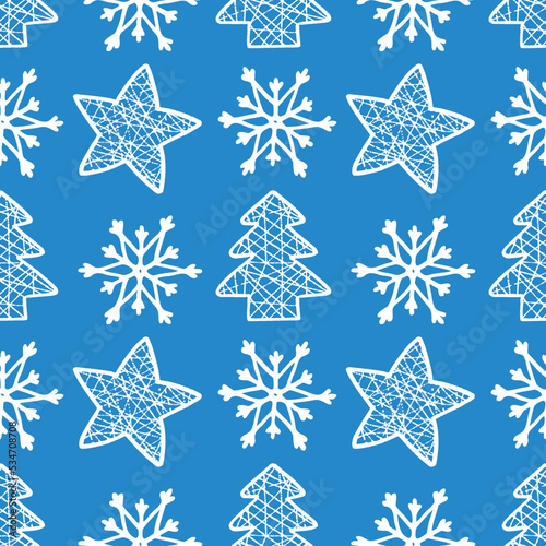 vector seamless pattern new year snowflake squirrel,star