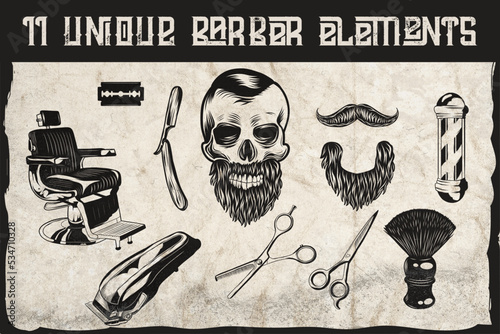 Barbershop's elements of 11 and a skull