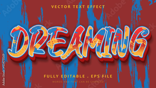 Colorful Abstract 3d Grunge Paint Word Dreaming Editable Text Effect Design