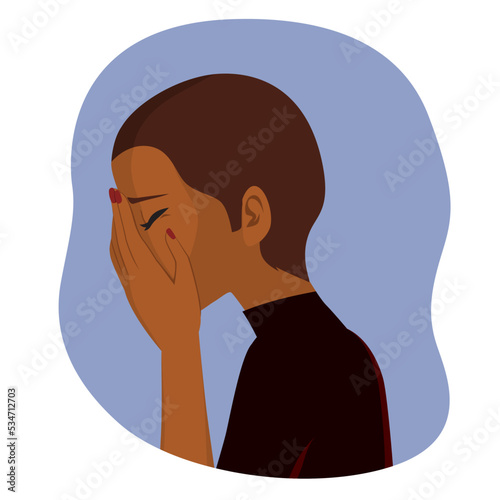 Sad depressed woman crying. Sorrowful and anxious insecure adult person suffering a crisis meltdown