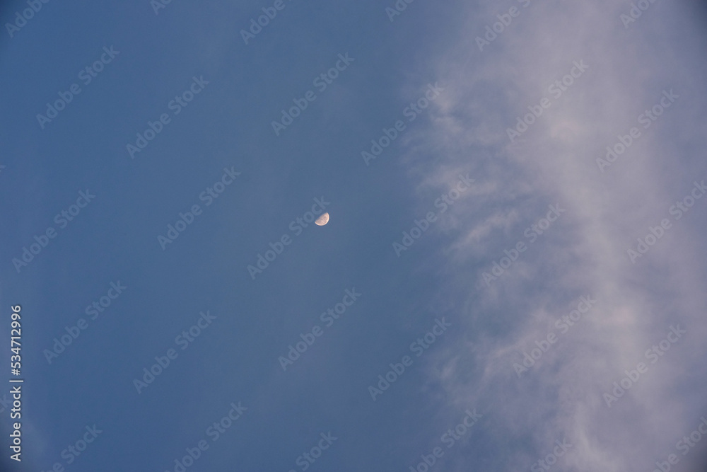 Waning moon visible in the morning Waning moon visible in the morning
